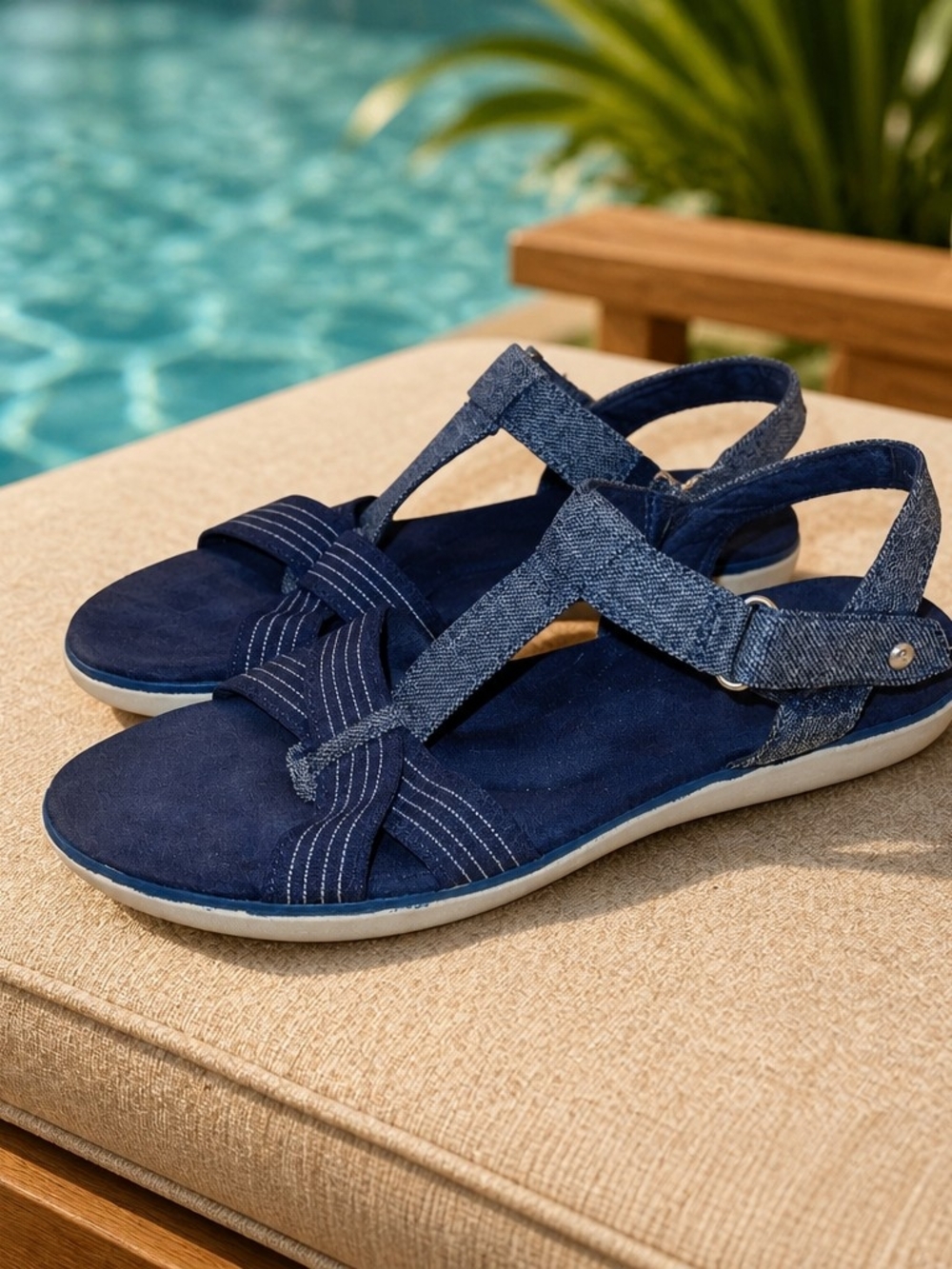 Grasshoppers Navy Blue Comfort Slingback Sandals Size 9.5